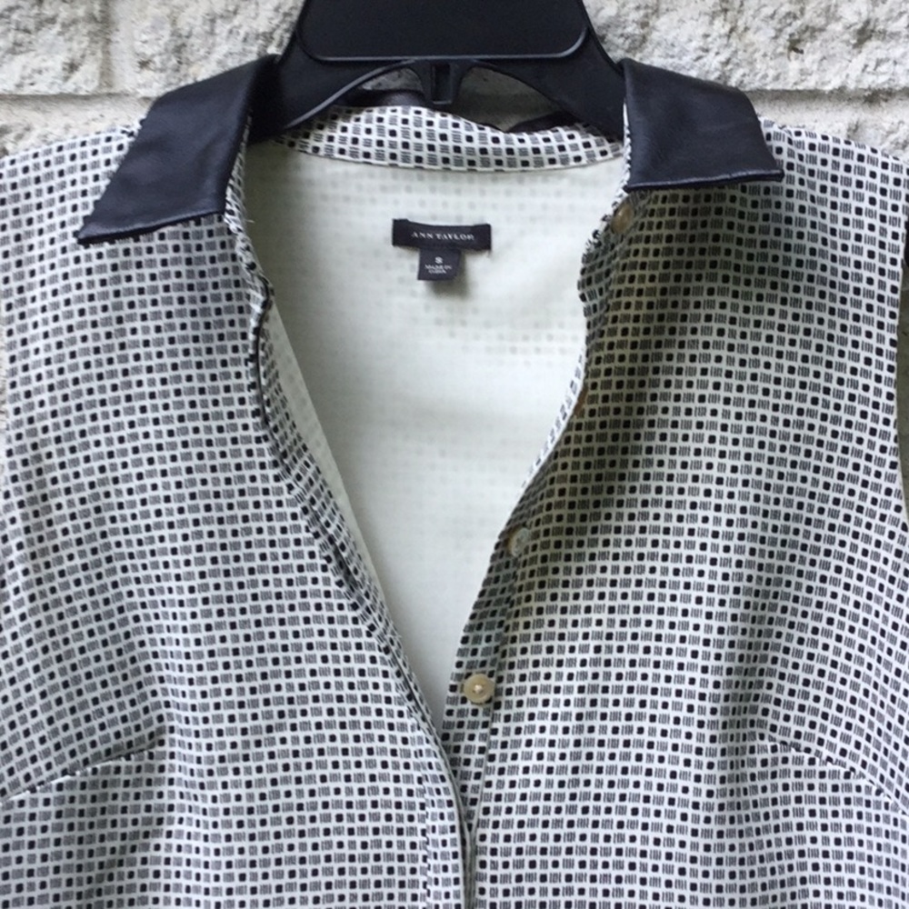 Ann Taylor Faux Leather Collar Shift Dress 8 - Picture 7 of 8